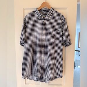 Chubbies Men’s X-Large Button Down Short Sleeve Dress Shirt Gingham Blue check